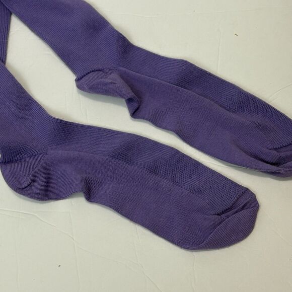 Hanna Andersson Footed Tights Kids 12 Purple Ribbed Nylon Blend High Waist - Picture 2 of 6
